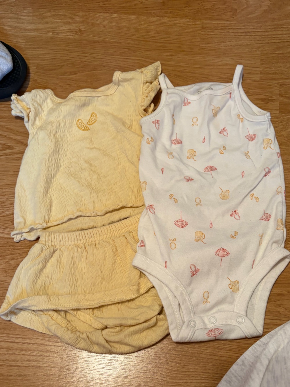 Carter's Yellow Ruffle Tank and White Fruit-Print Onesie Set